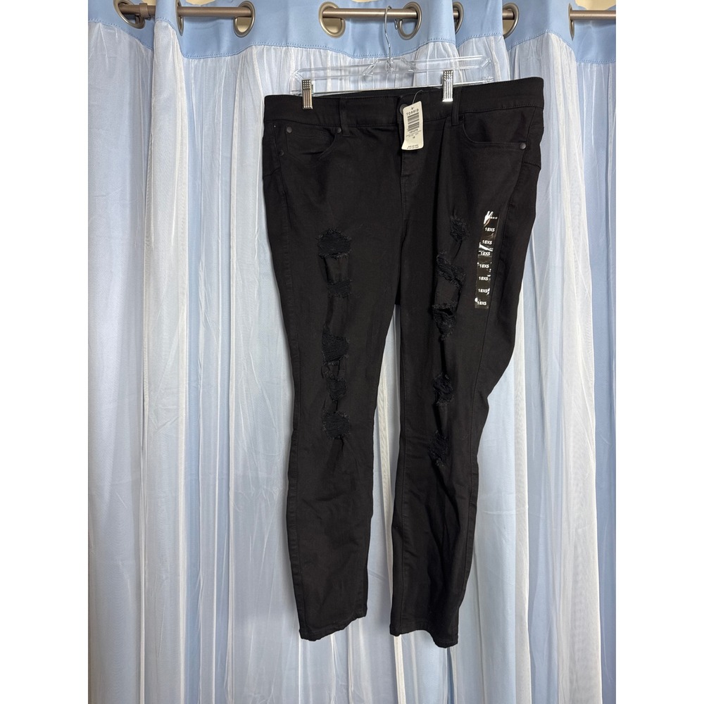 Torrid Jeans Women 18XS Bombshell Skinny Black Distressed NWT